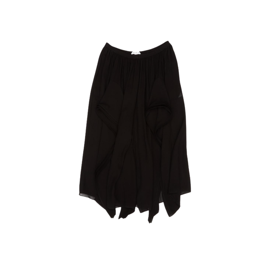 (W) 알라이아 조제트 러플 팬츠 블랙((W) Alaia Georgette Ruffle Pants Black)