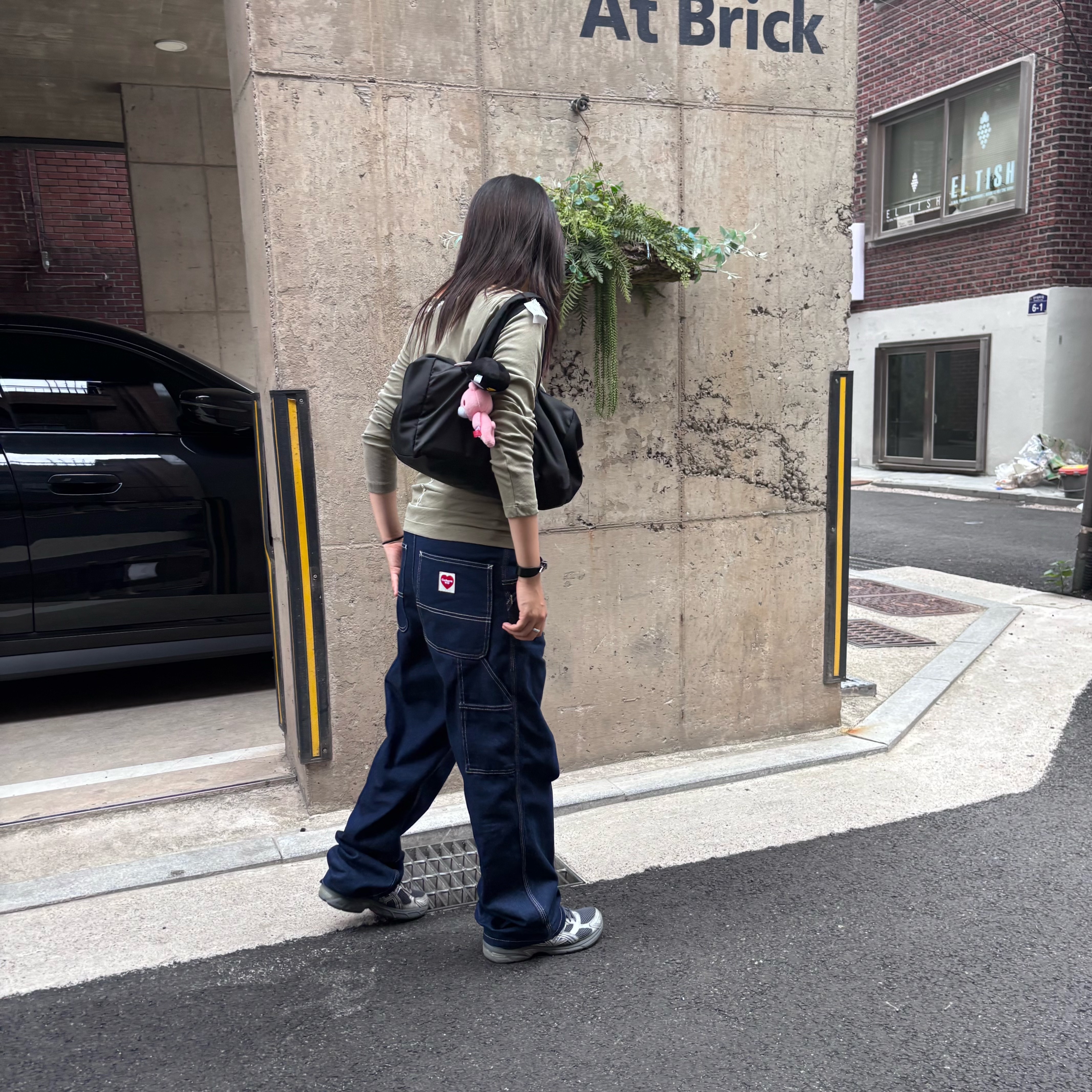 Comme des Garcons Nylon Zipper Tote Bag Black, Asics Gel-1130 Steel Grey Pure Silver 착용 스타일 - 1