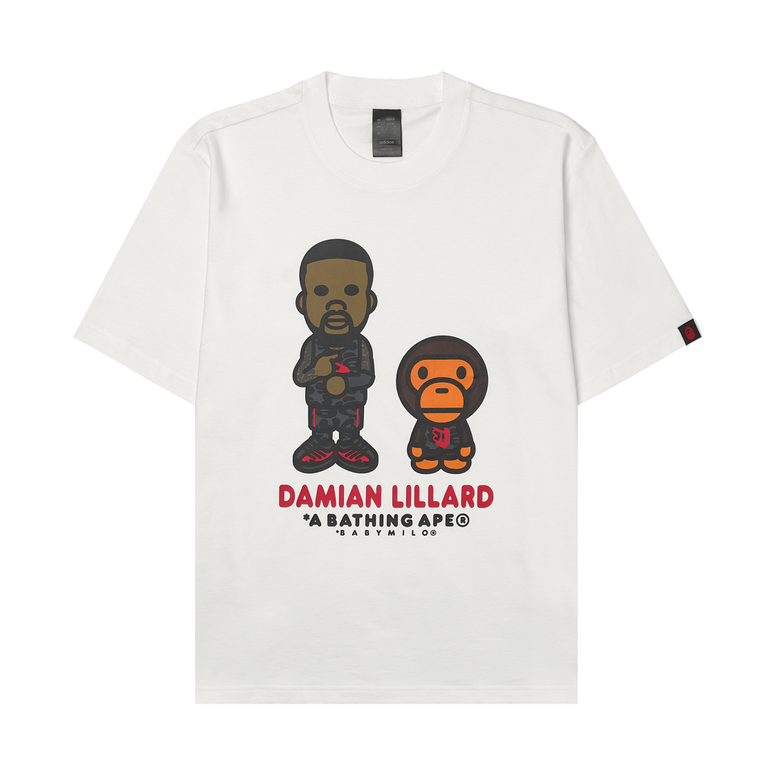 아디다스 x 베이프 데임 9 그래픽 베스킷볼 티셔츠 화이트 - KR 사이즈(Adidas x BAPE Dame 9 Graphic Basketball T-Shirt White - KR Sizing)
