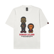 Adidas x BAPE Dame 9 Graphic Basketball T-Shirt White - KR Sizing