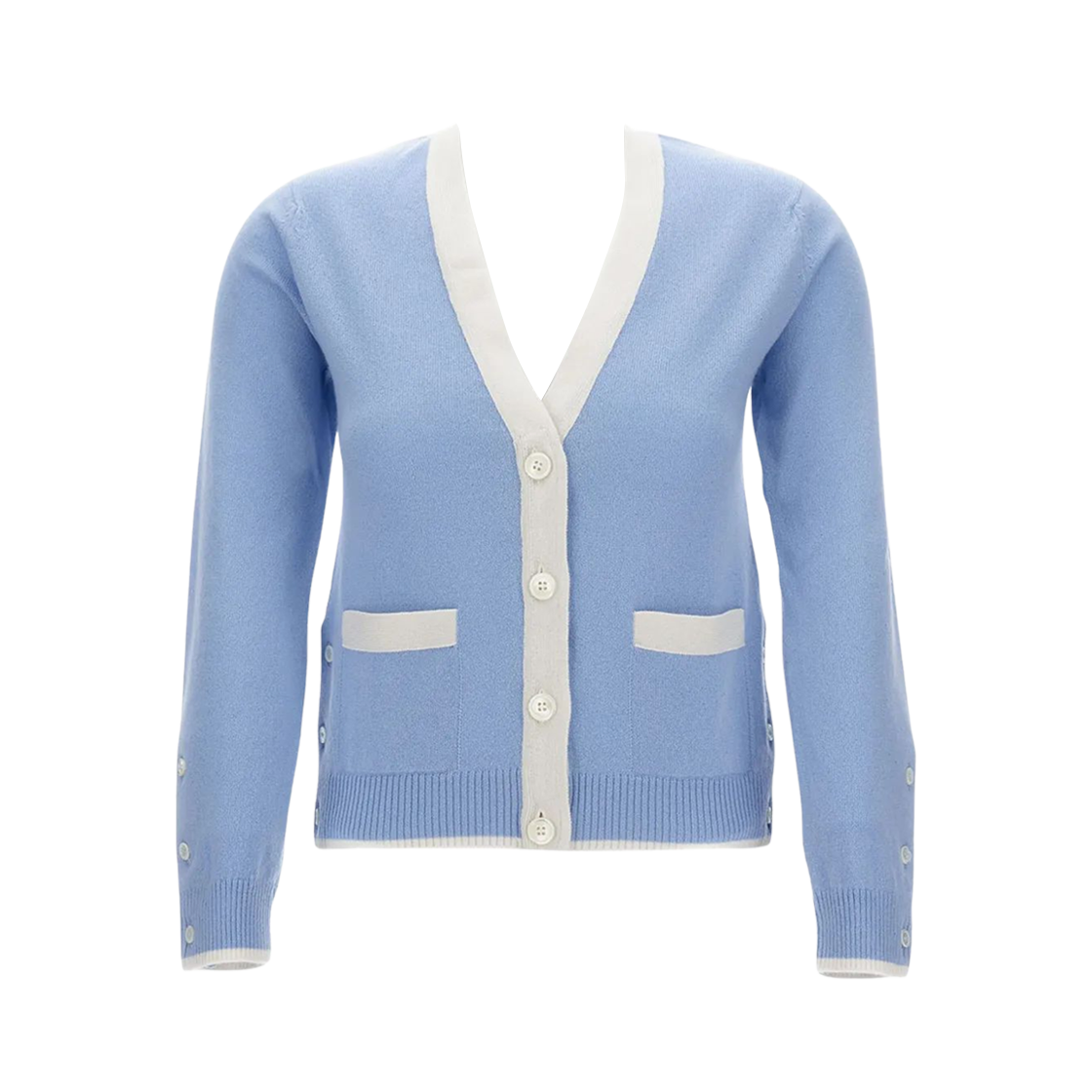FKC581A-Y2001-472 (W) Thom Browne Cashmere Cardigan Light Blue
