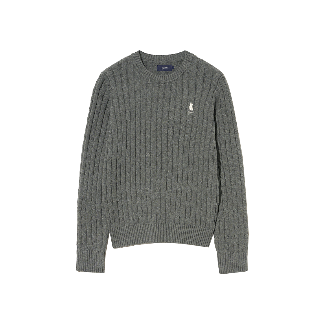 예일 우먼즈 케이블 라운드 니트_차콜