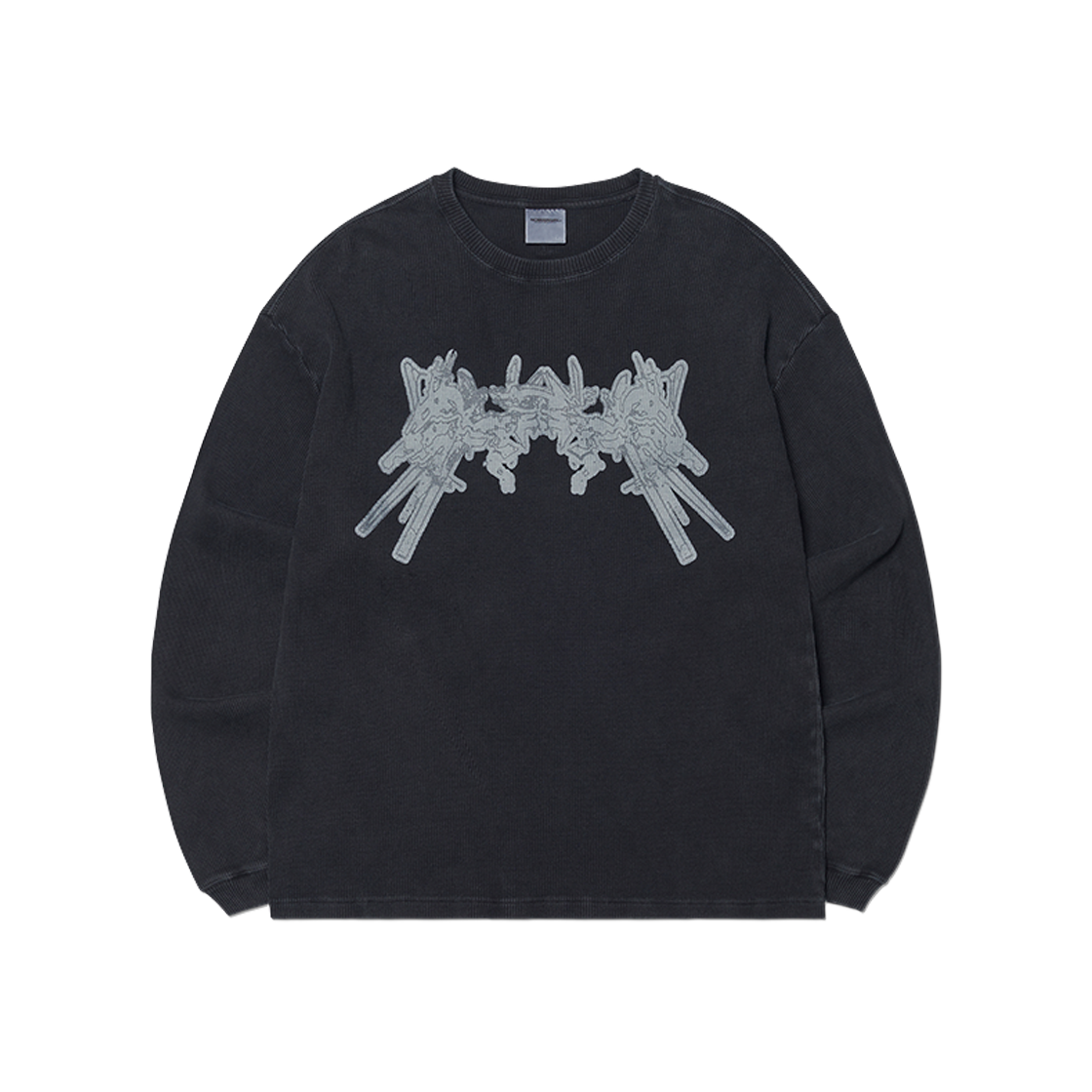 노매뉴얼 A.W 와플 롱슬리브 티 워시드 블랙(NOMANUAL A.W Waffle Long Sleeve Tee Washed Black)