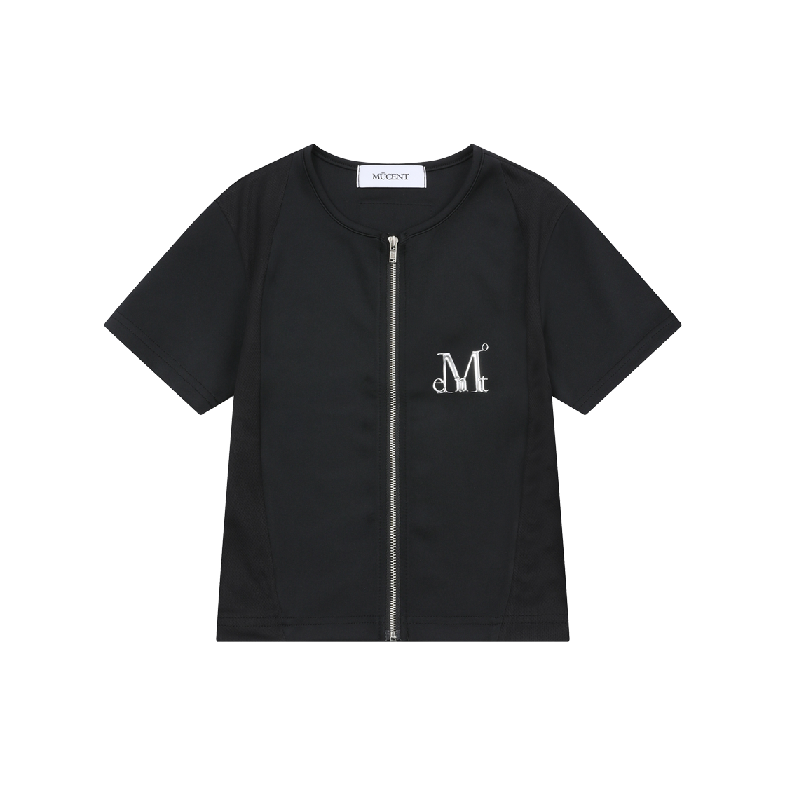 P0000BAQ MUCENT Burnish Metal Logo Span Half Zip-Up Black