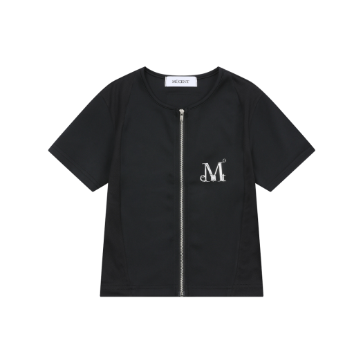 P0000BAQ MUCENT Burnish Metal Logo Span Half Zip-Up Black