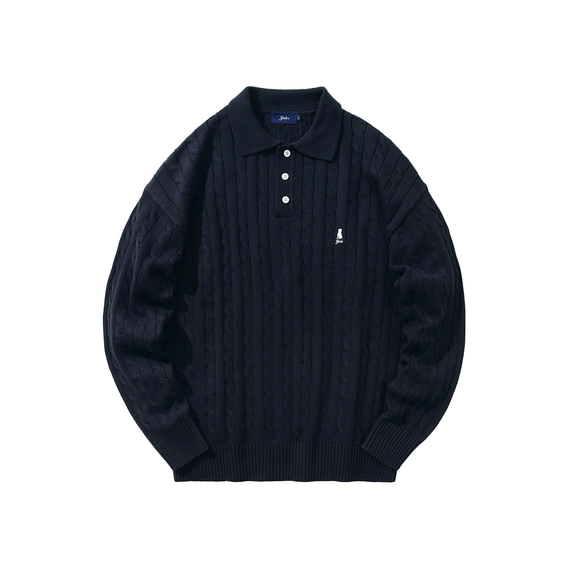 예일 케이블 폴로 니트_네이비(Yale Cable Polo Knit Navy)