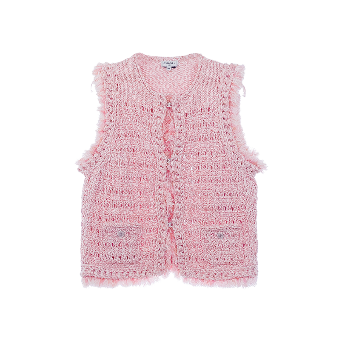 IT8O24RL6K3U Chanel 25S Crochet Vest 38 Light Pink