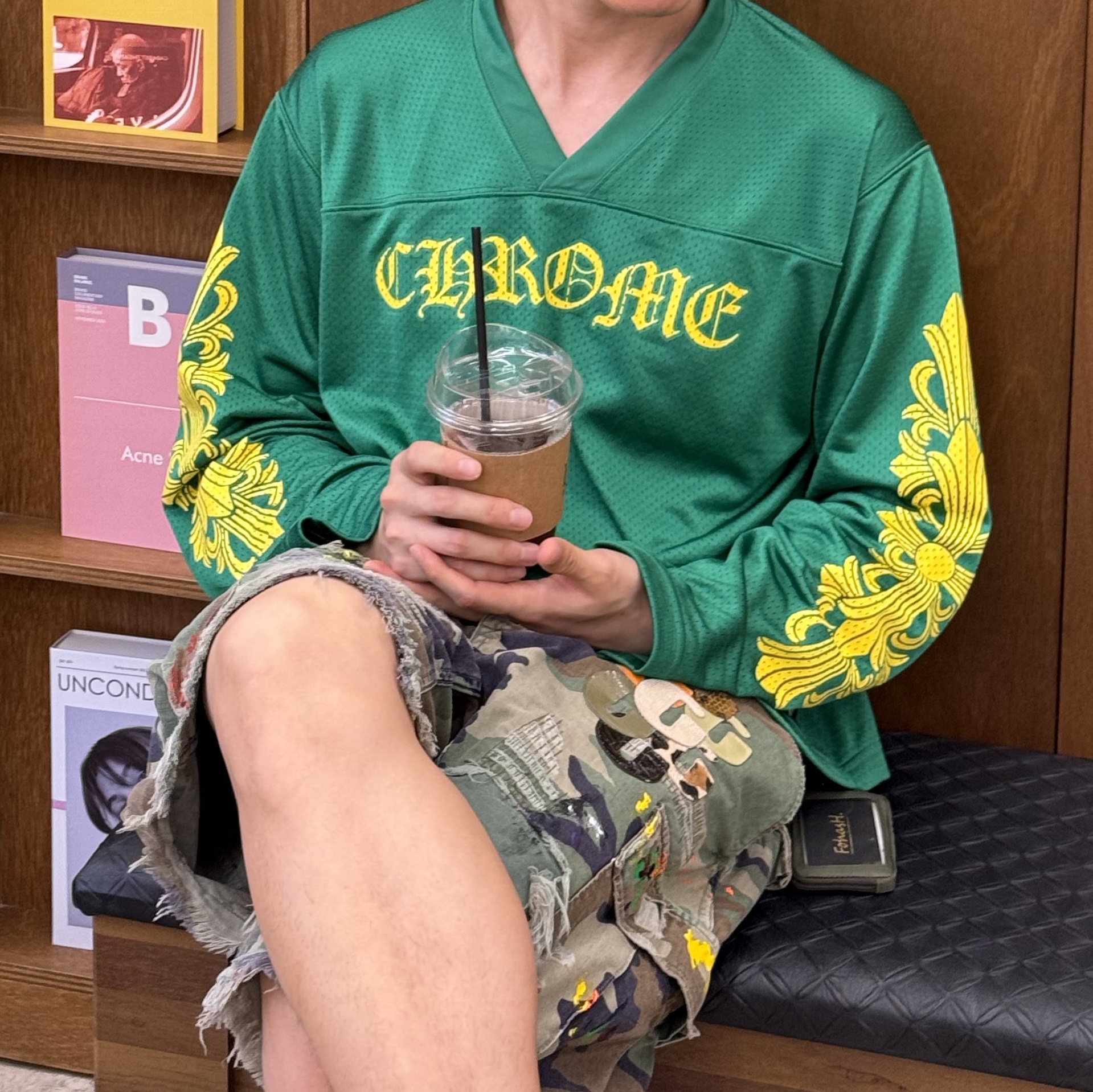 Chrome Hearts Mesh Long Sleeve Jersey Green 착용 스타일 - 2