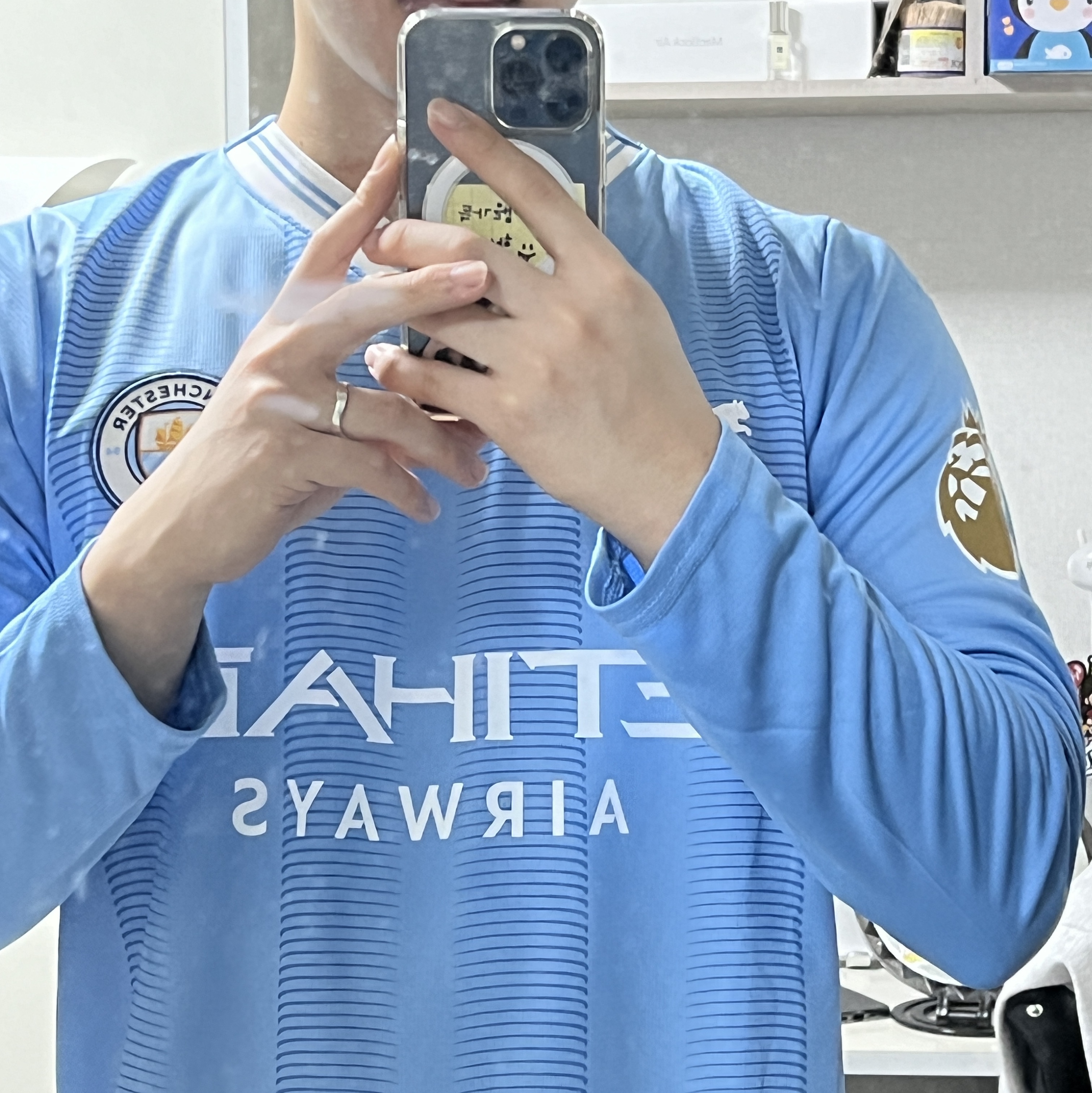 Puma Manchester City 2023/24 Home LS Jersey Team Light Blue (Non Marking Ver.) 착용 스타일