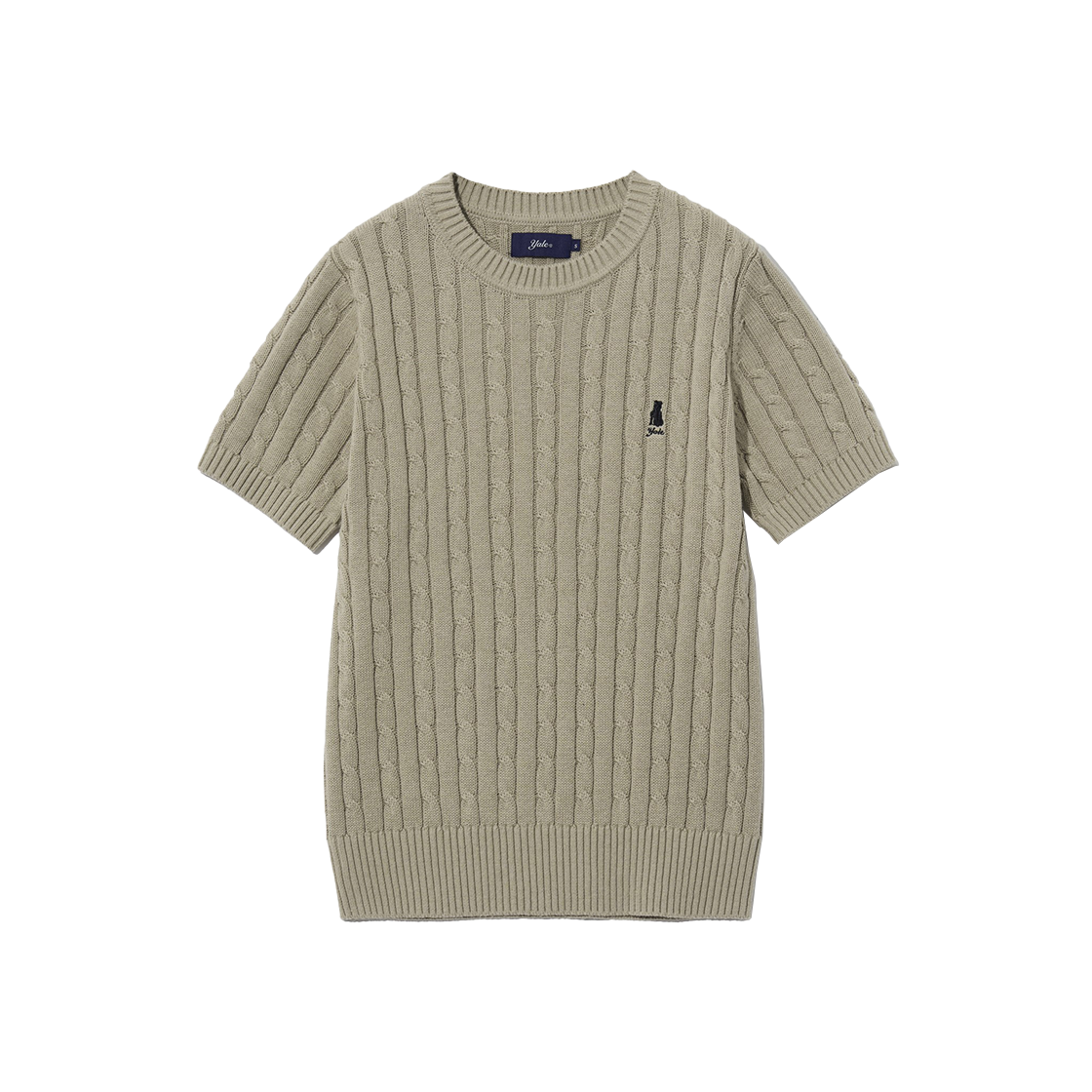 YEM1KT207AWG Yale Women's Heritage Dan Cable Short Sleeve Round Knit Warm Grey