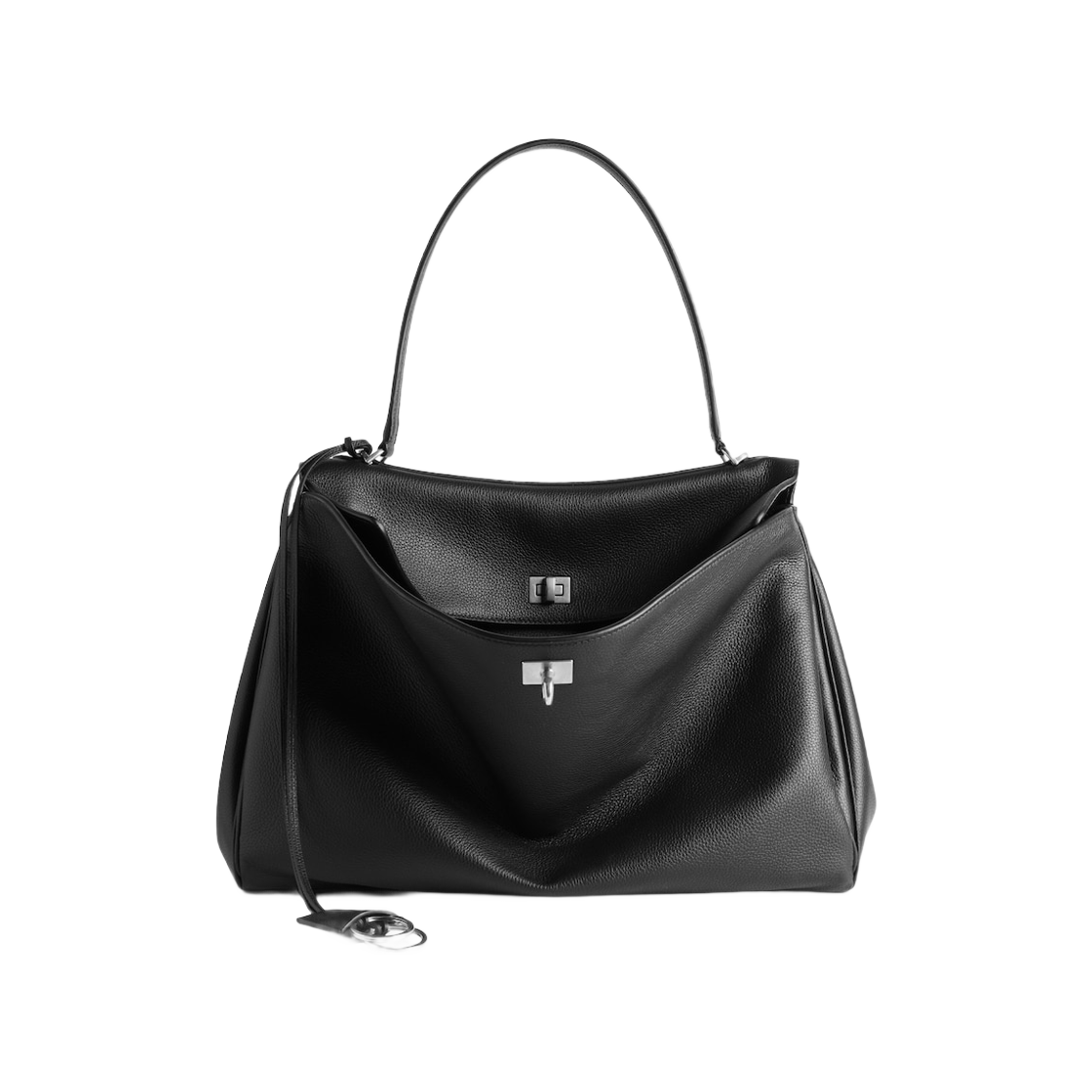 발렌시아가 로데오 핸드백 라지 그레인드 카프스킨 블랙