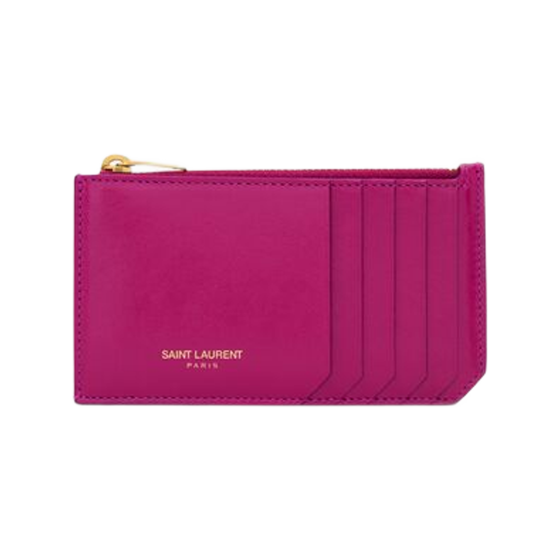 생로랑 파리 프라그먼트 카드 케이스 샤이니 레더 다크 푸시아(Saint Laurent Paris Fragments Card Case in Shiny Leather Dark Fuchsia) - 1
