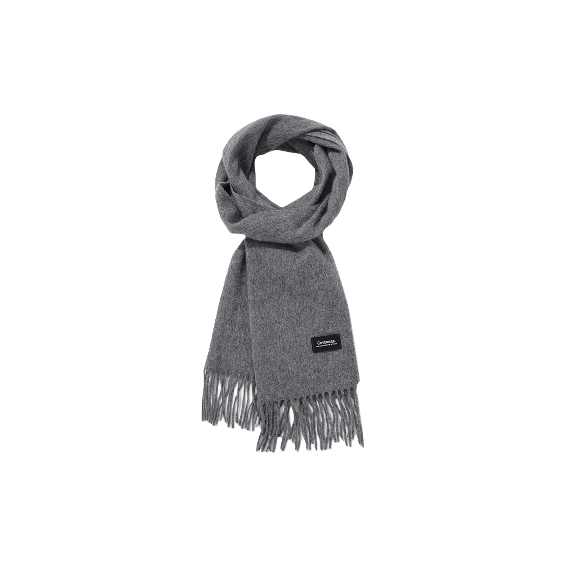 CO2404TC02GR Covernat Authentic Fringe Cashmere Muffler Gray