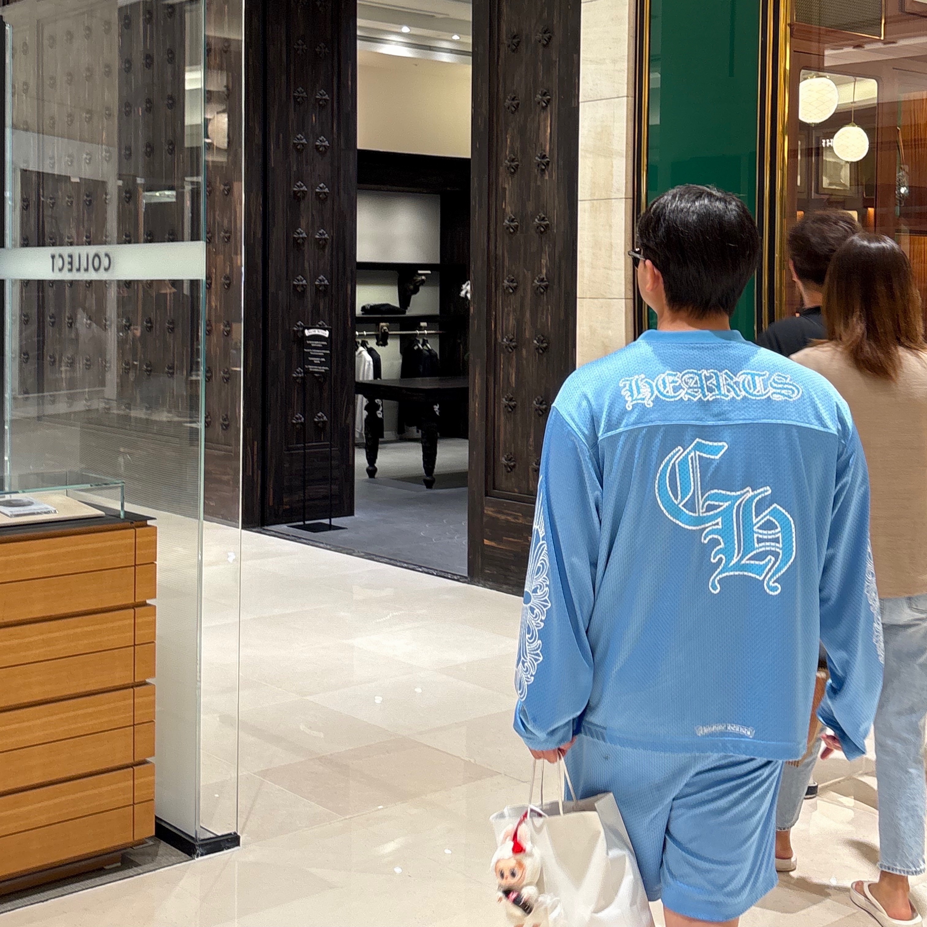 Chrome Hearts Mesh Warm Up Jersey Blue, Chrome Hearts Mesh Varsity Shrots Blue 착용 스타일 - 1