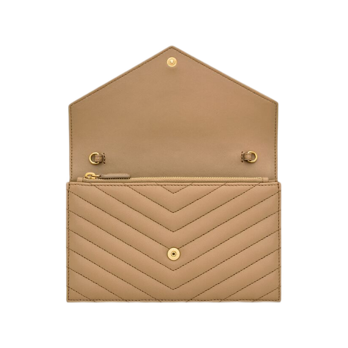 생로랑 카산드라 엔벨로프 체인 월렛 램스킨 내츄럴 탄(Saint Laurent Cassandre Envelope Chain Wallet in Lambskin Natural Tan) - 4