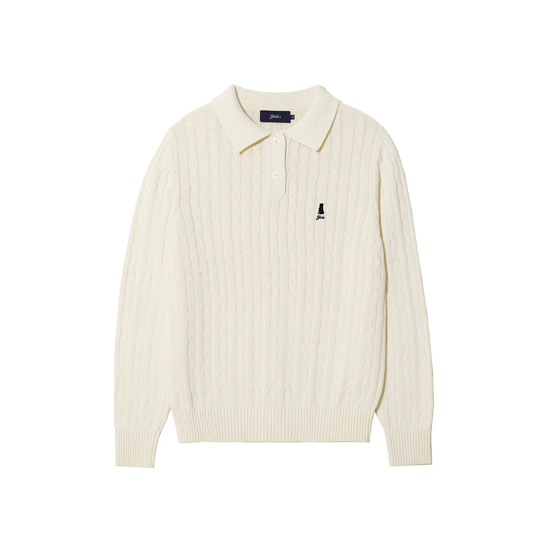 예일 우먼즈 케이블 폴로 니트_아이보리(Yale Women's Cable Polo Knit Ivory) - 1