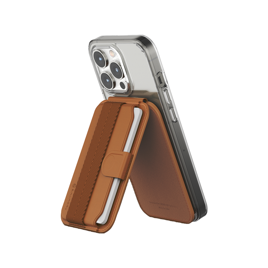 S351100003 SINJIMORU MagSafe M Pull Tab Stand Card Wallet Case Brown