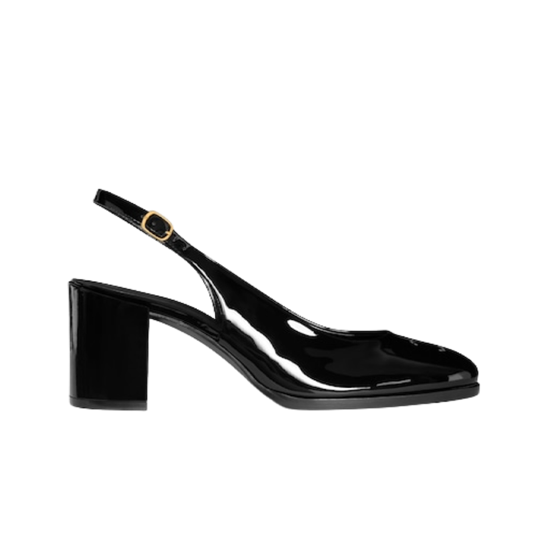 362154582C-38NO (W) Celine Lily Patent Calfskin Perforated Triomphe Slingback Black