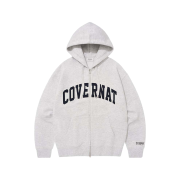 Covernat Arch Logo Fleeced Hoodied Zip-Up Heather Gray