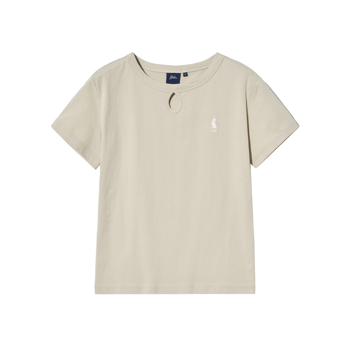 YEM1SS209ACR Yale Women's Circle Point Crop Short Sleeve Almond Cream