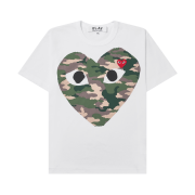 (W) Play Comme des Garcons Camouflage Heart T-Shirt White