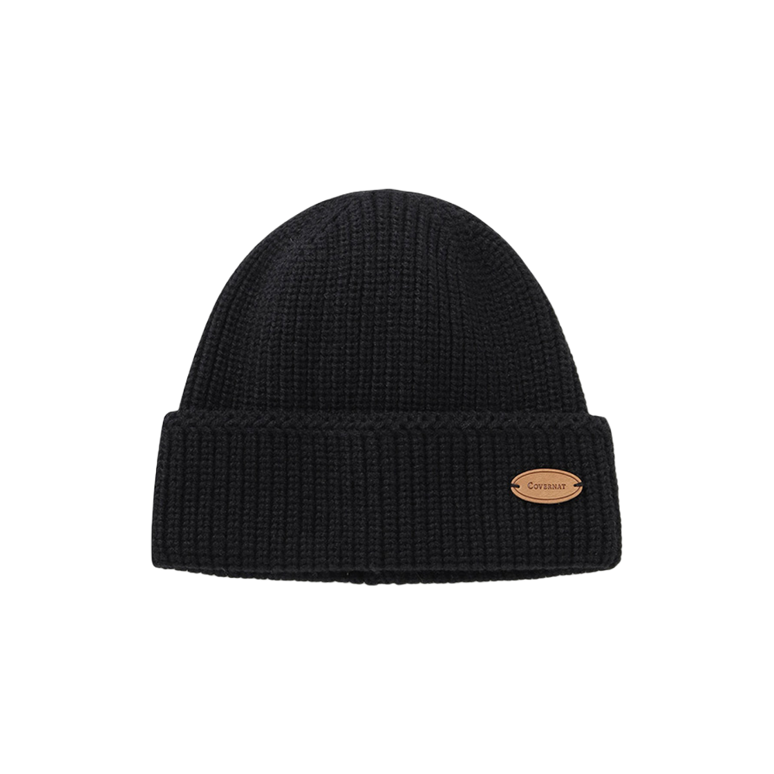 CO2404CA53BK Covernat Authentic Leather Wappen Acrylic Beanie Black