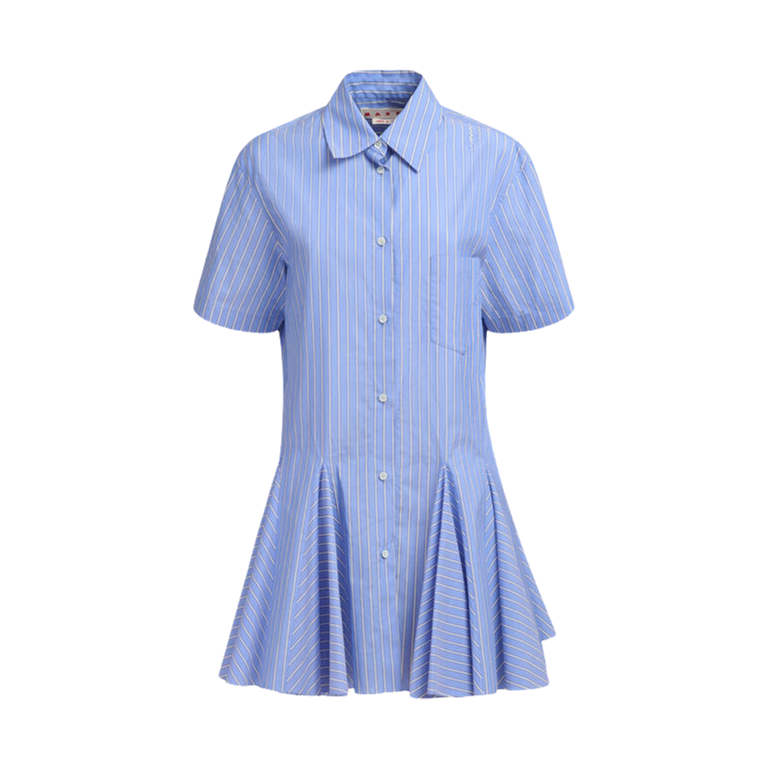 (W) 마르니 코튼 포플린 스트라이프 셔츠 드레스 블루((W) Marni Cotton Poplin Striped Shirt Shirt Dress Blue)