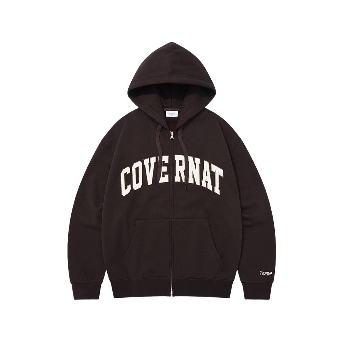 커버낫 아치 로고 기모 후디 집업 초콜릿(Covernat Arch Logo Fleeced Hoodied Zip-Up Chocolate) - 1