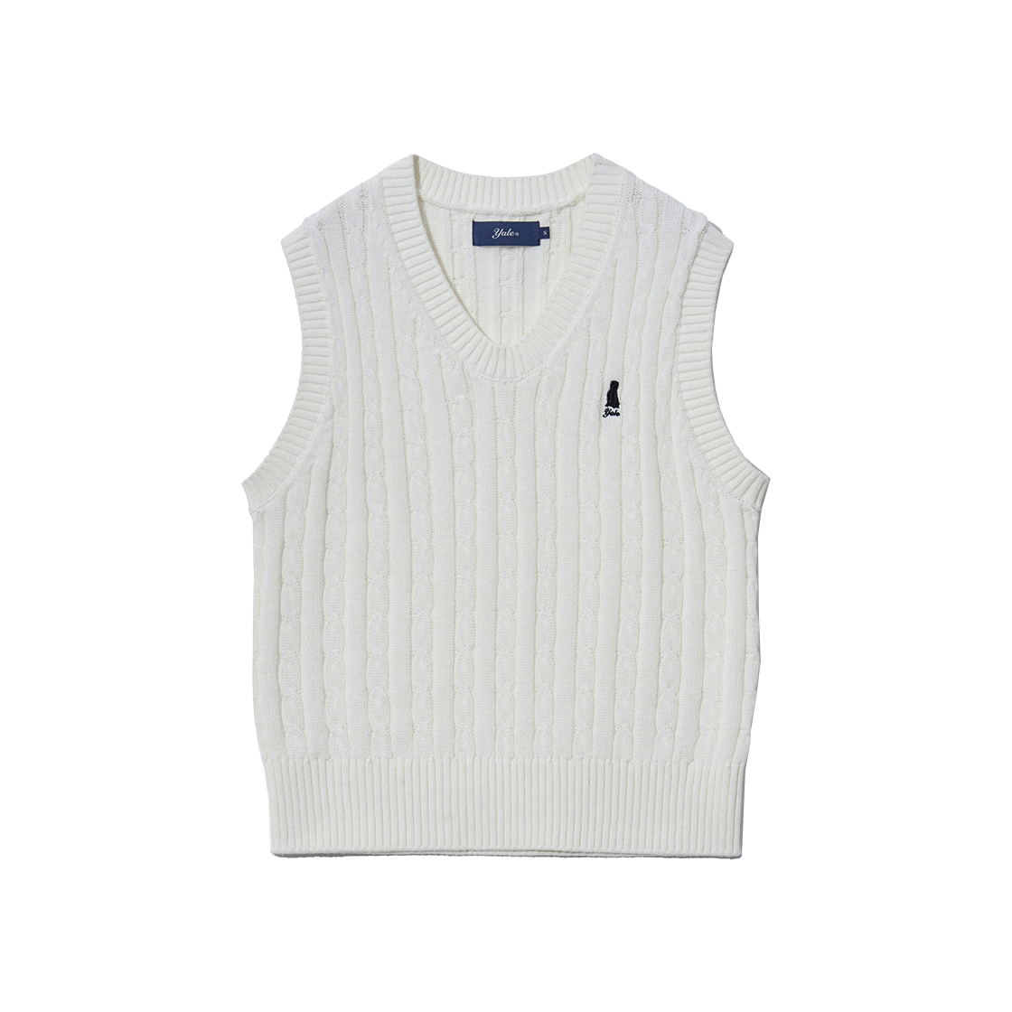예일 [100% COTTON] 우먼즈 케이블 브이넥 니트베스트_아이보리(Yale [100% COTTON] Women's Cable V-neck Knit Vest Ivory)
