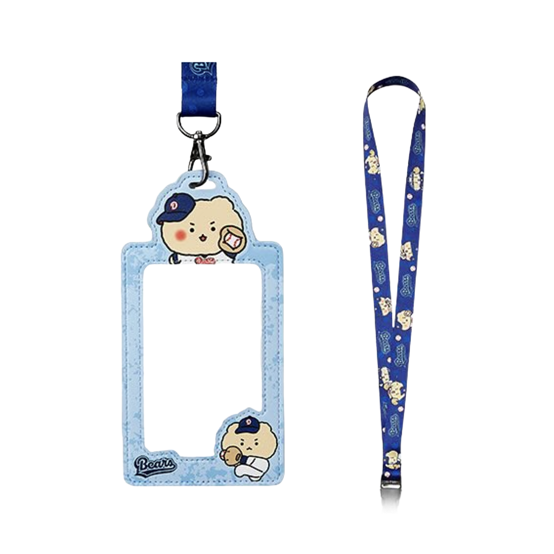 두산 베어스 x 망그러진곰 티켓 홀더 & 랜야드 스카이 블루(Doosan Bears x Manggom Ticket Holder & Lanyard Sky Blue)