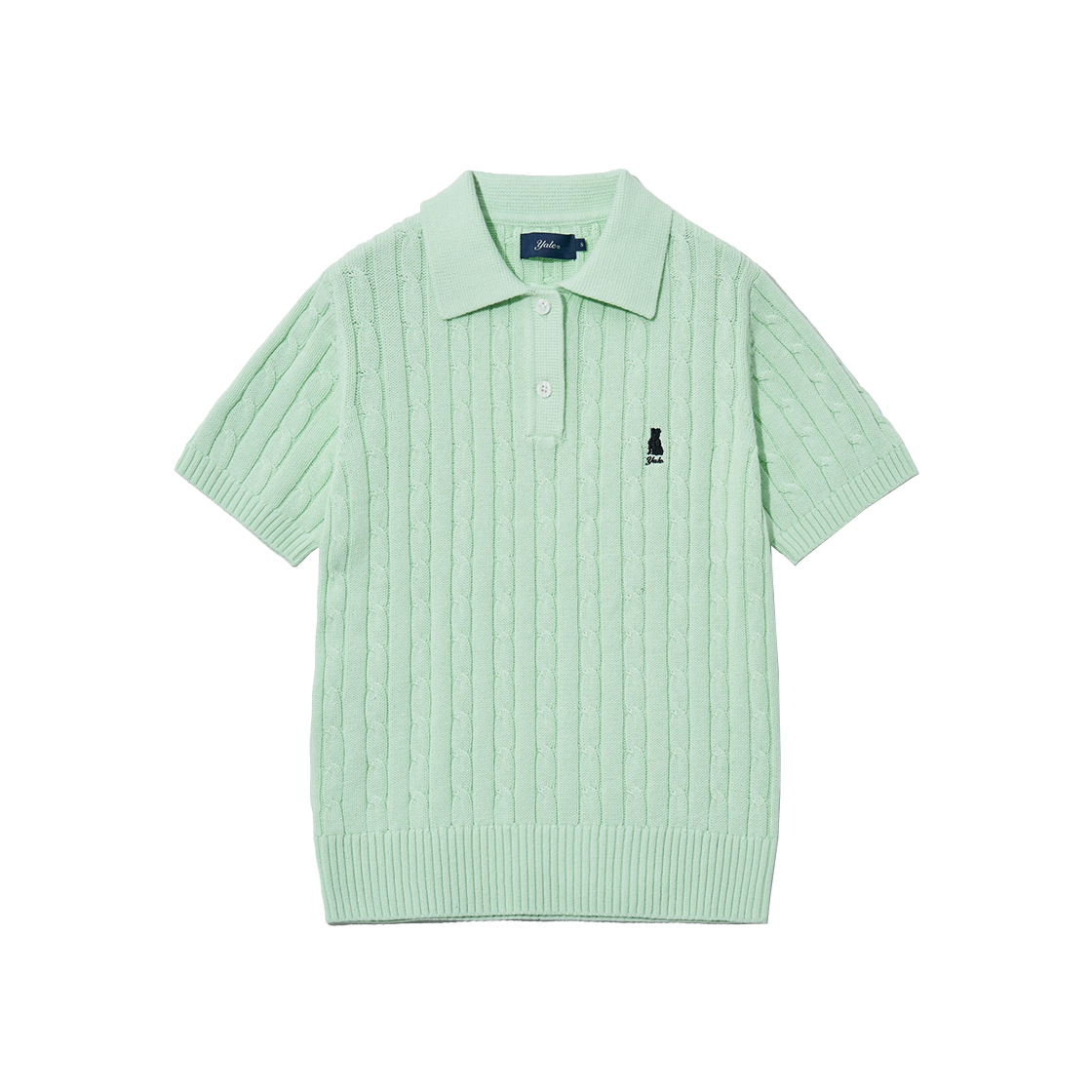 예일 우먼즈 헤리티지 댄 케이블 반팔 폴로 니트_라이트 민트(Yale Women's Heritage Dan Cable Short Sleeve Knit Light Mint)