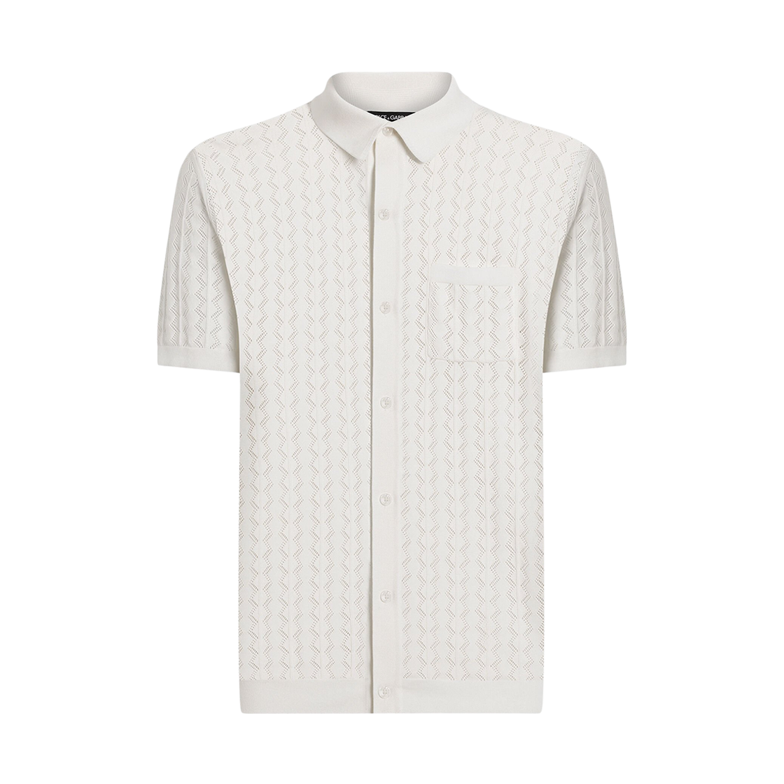 GXVA9TJBCFJW0001 Dolce & Gabbana Short Sleeved Cotton Openwork Shirt White