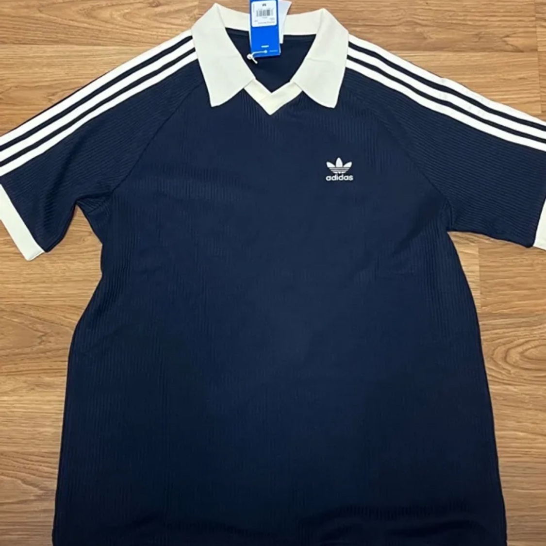 Adidas Waffle Short Sleeve Polo Shirt Navy - KR Sizing 착용 스타일