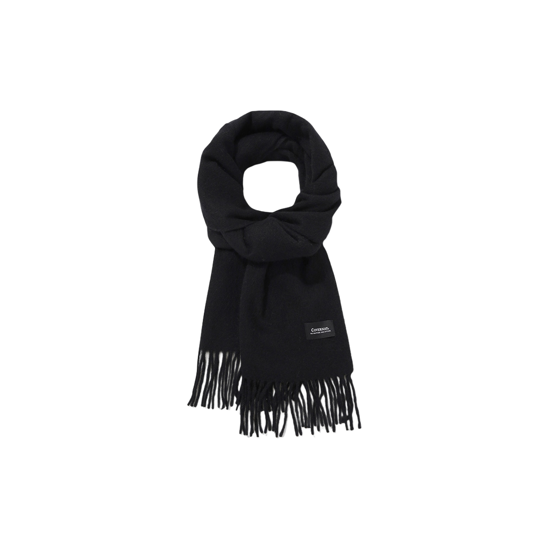 CO2404TC02BK Covernat Authentic Fringe Cashmere Muffler Black