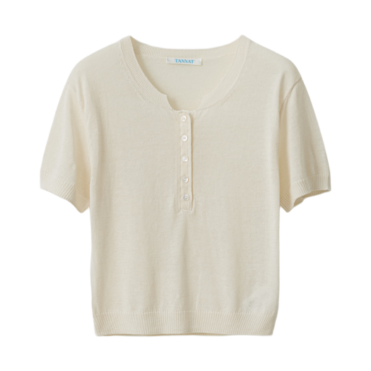 TA12421 TANNAT T/T Mellow button knit - Ivory