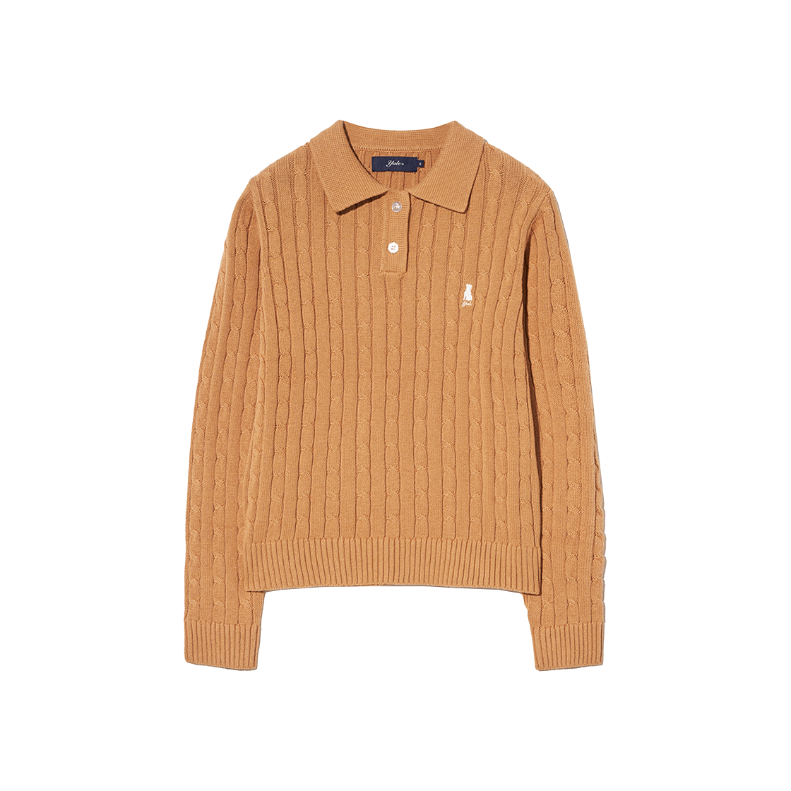 예일 우먼즈 케이블 폴로 니트_카멜(Yale Women's Cable Polo Knit Camel)