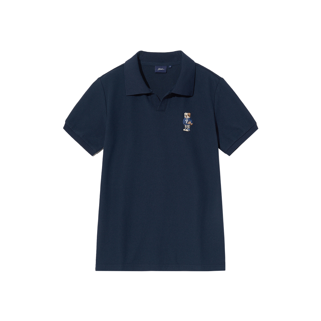 YEM1SS212ANA Yale Women's Embroidery Dan Quick Dry Pique Slit Neck Shirt Navy