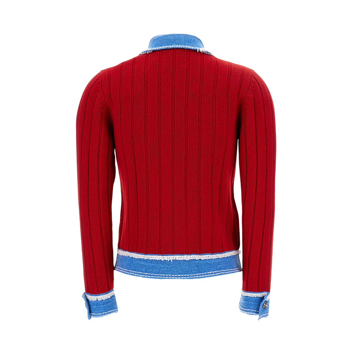 (W) 배리 립드 니트 데님 자켓 레드((W) Barrie Denim Jacket in Ribbed Knit Red) - 2