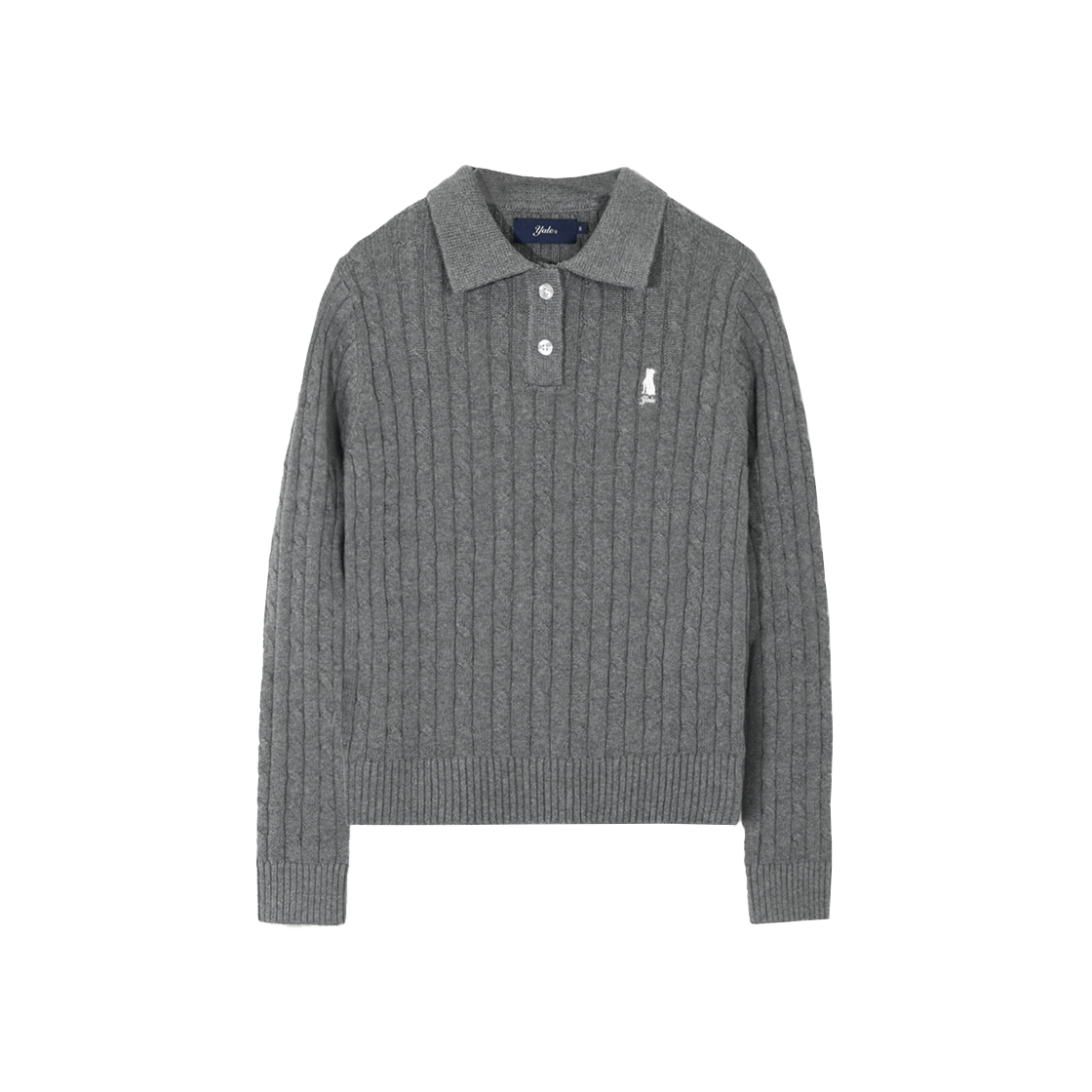 예일 우먼즈 케이블 폴로 니트_차콜(Yale Women's Cable Polo Knit Charcoal)