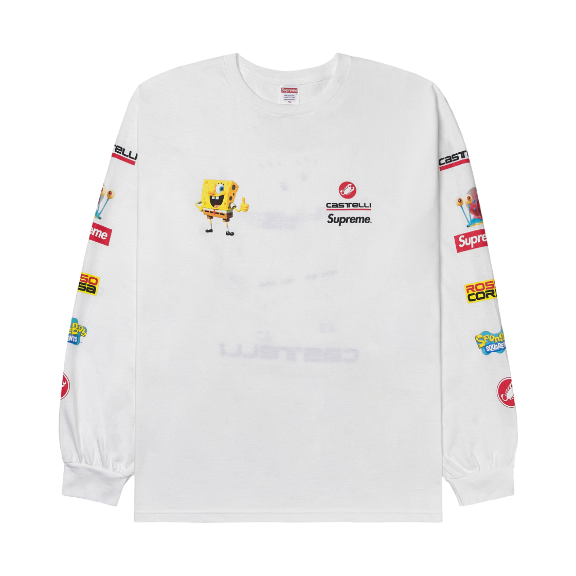 슈프림 x 스폰지밥 카스텔리 레이싱 롱슬리브 티셔츠 화이트 - 25SS(Supreme x SpongeBob SquarePants Castelli Racing L/S T-Shirt White - 25SS)
