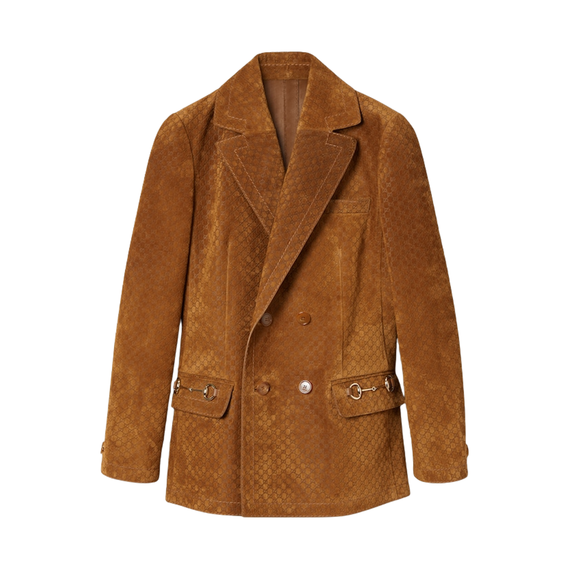 (W) 구찌 GG 스웨이드 더블 브레스트 자켓 브라운((W) Gucci GG Suede Double Breasted Jacket Brown) - 1