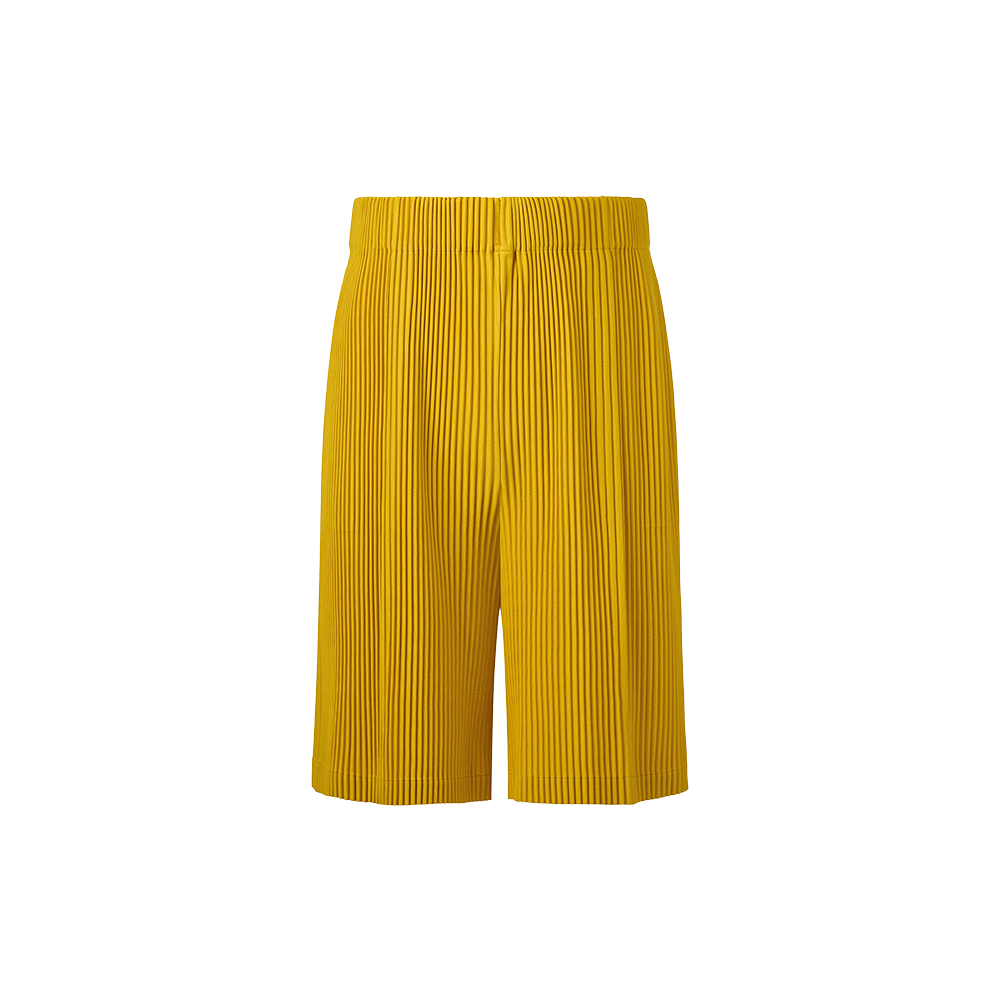 MPA3EYL Monplisse Unisex Tuck Point Pleats Shorts Yellow