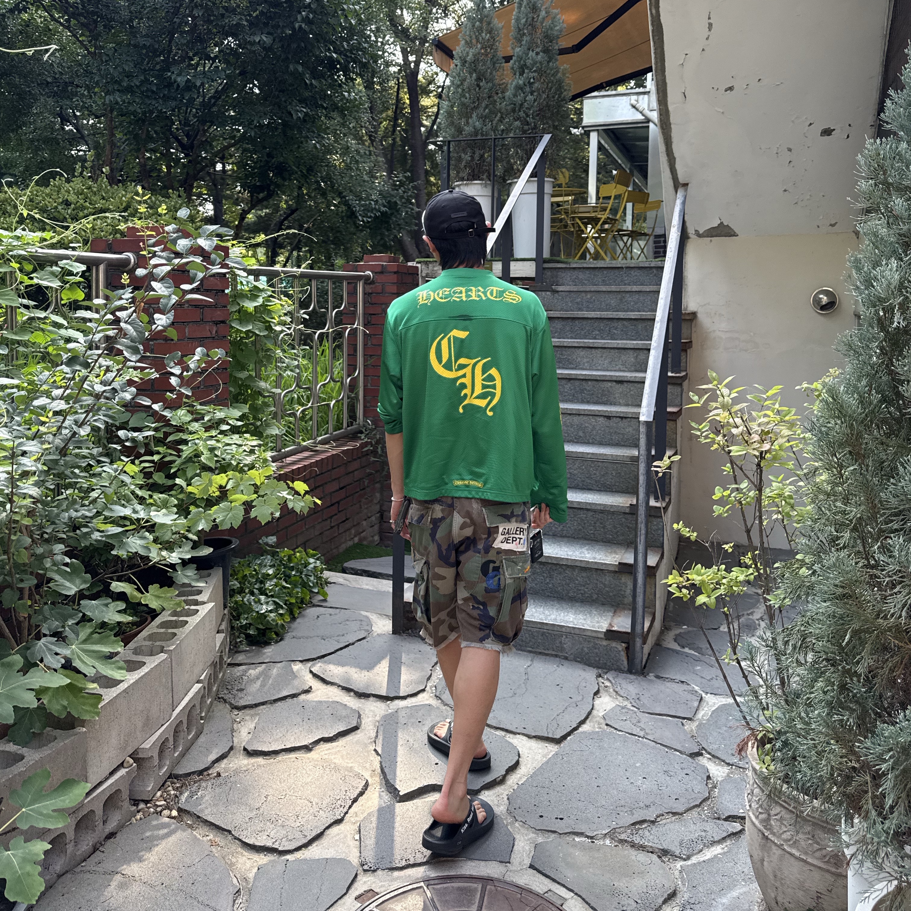Chrome Hearts Mesh Long Sleeve Jersey Green 착용 스타일 - 4