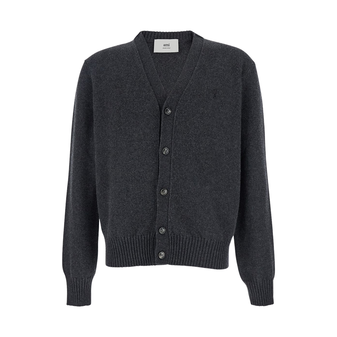 HKC363-005-020 AMI de Coeur Cashmere Wool Cardigan Anthracite