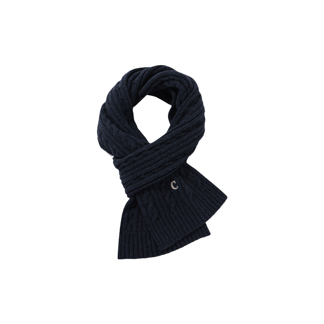 CO2404TC01NA Covernat Authentic C Logo Cable Wool Muffler Navy