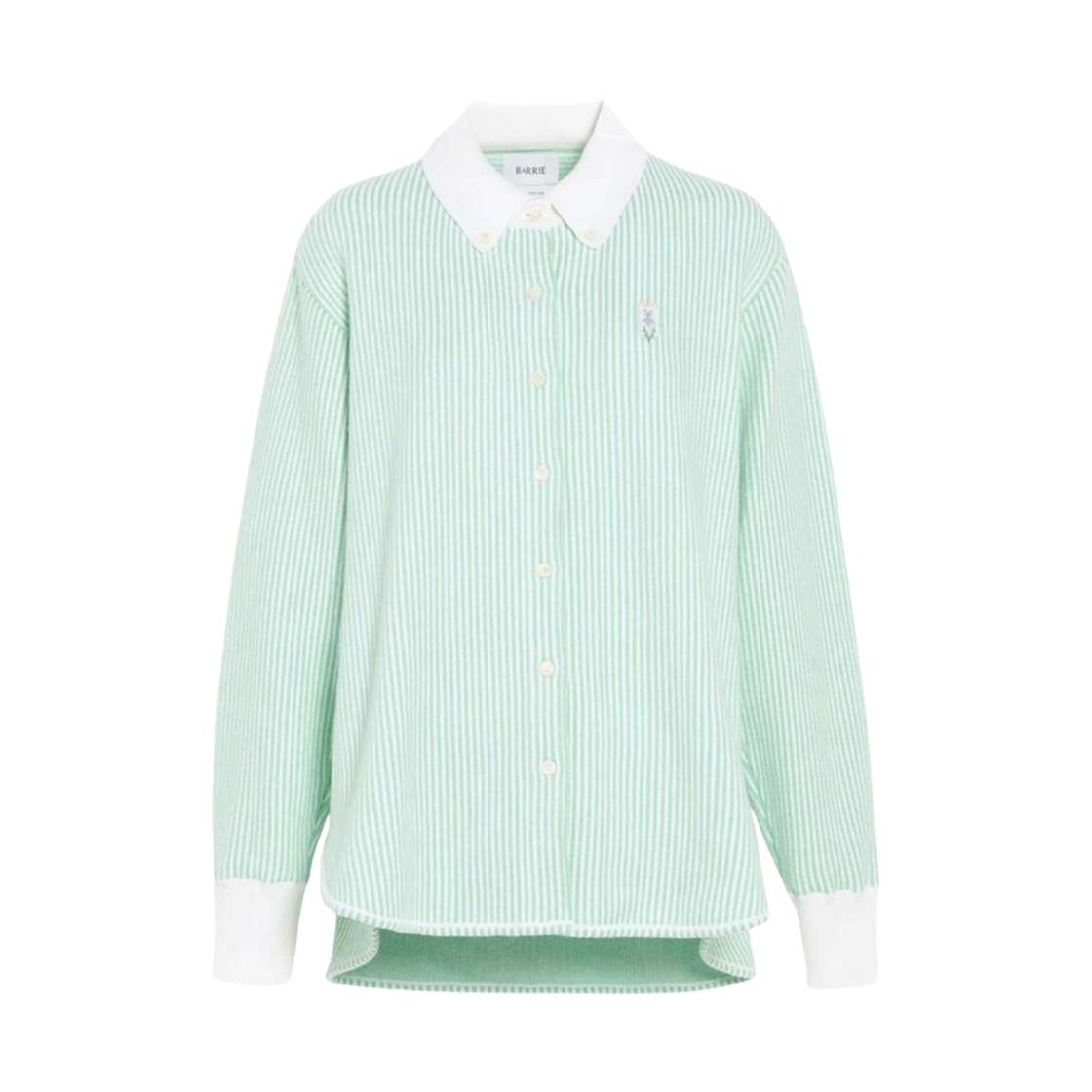 (W) 배리 캐시미어 코튼 스트라이프 셔츠 그린((W) Barrie Cashmere and Cotton Striped Shirt Green)