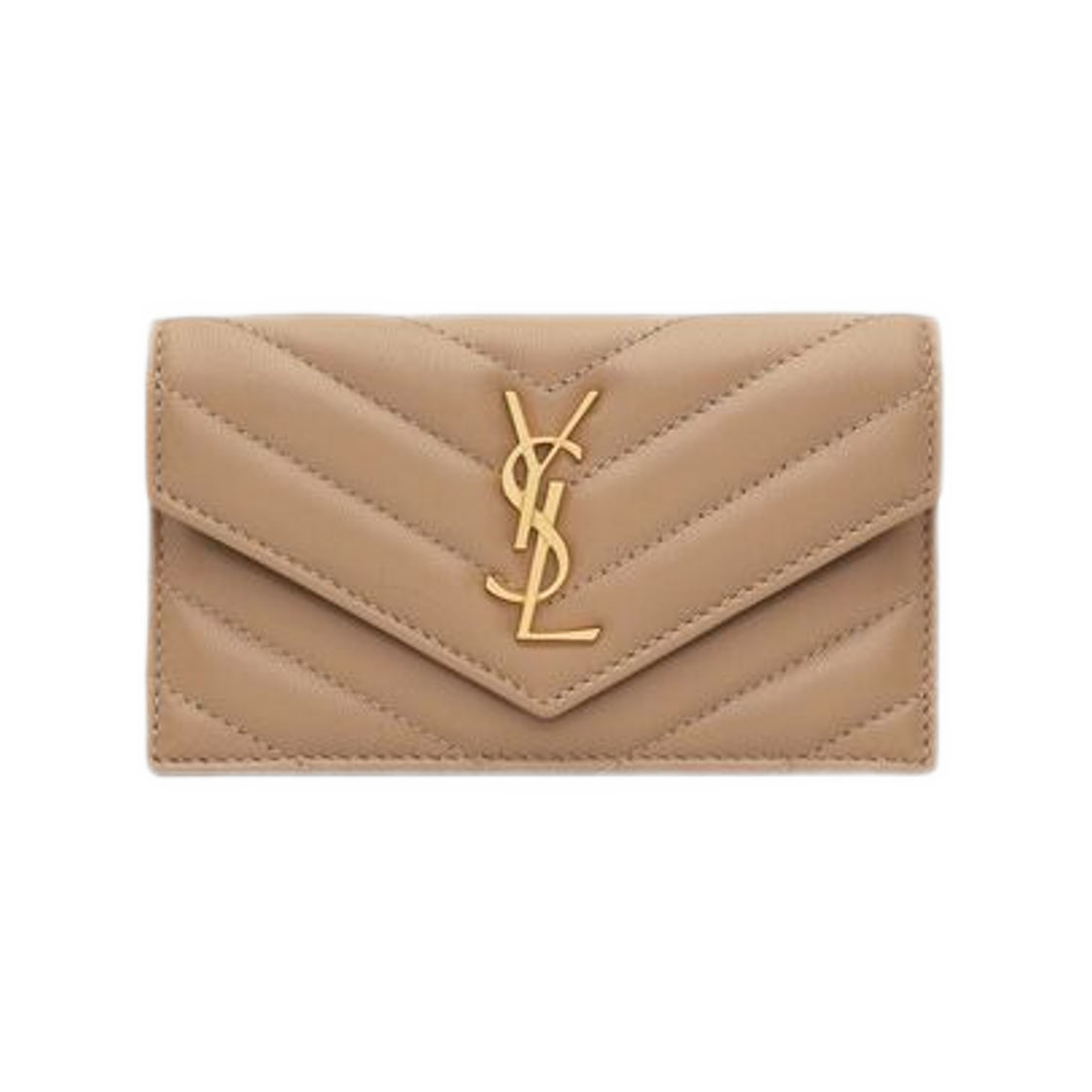 생로랑 카산드라 프라그먼트 플랩 카드 케이스 램스킨 내츄럴 탄(Saint Laurent Cassandre Fragments Flap Card Case in Lambskin Natural Tan)