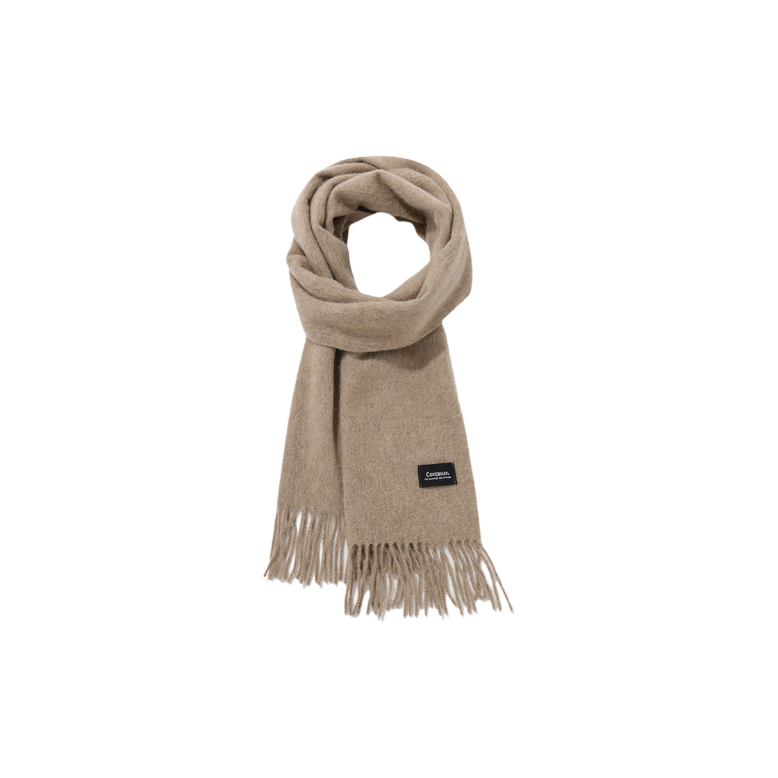 CO2404TC02BE Covernat Authentic Fringe Cashmere Muffler Beige