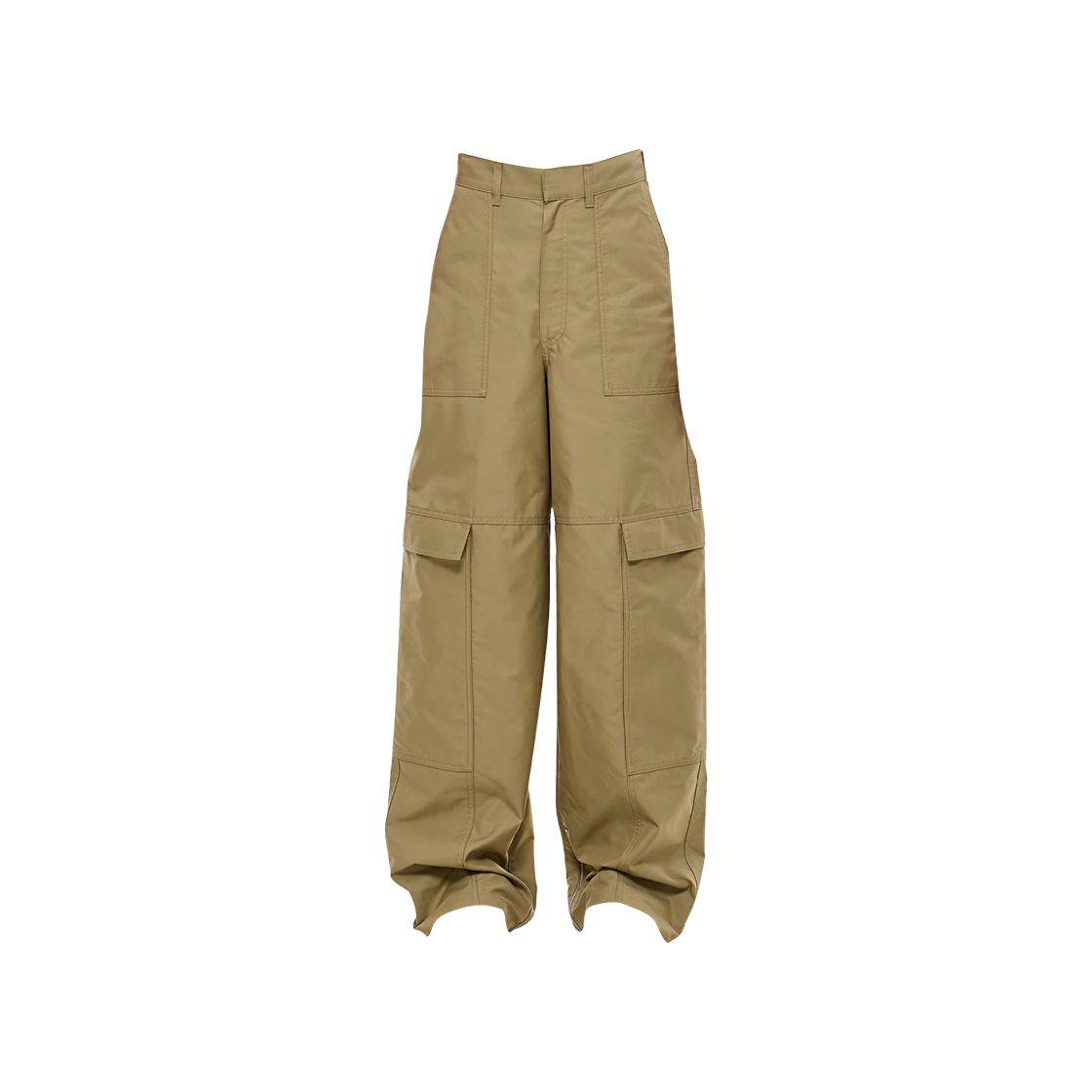 (W) 로에베 하이 웨이스트 와이드 레그 카고 트라우저 베이지((W) Loewe High Waist Wide Leg Cargo Trousers Beige)