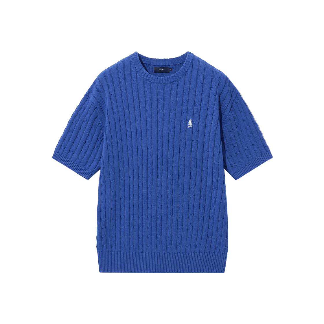 YEM1KT106ARB Yale Heritage Dan Cable Short Sleeve Round Knit Royal Blue